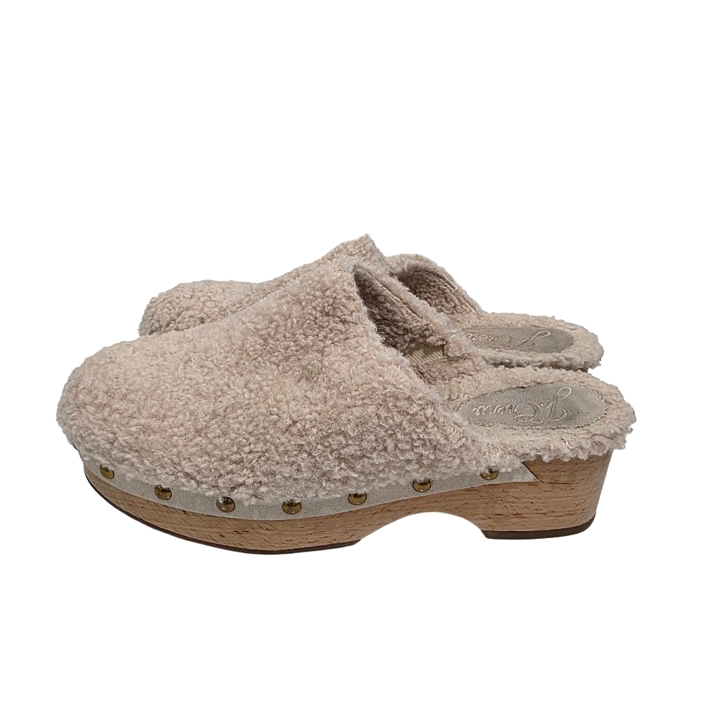 J. Crew Cream Faux Shearling Clogs Women's Size 7 - Picture 2 of 7